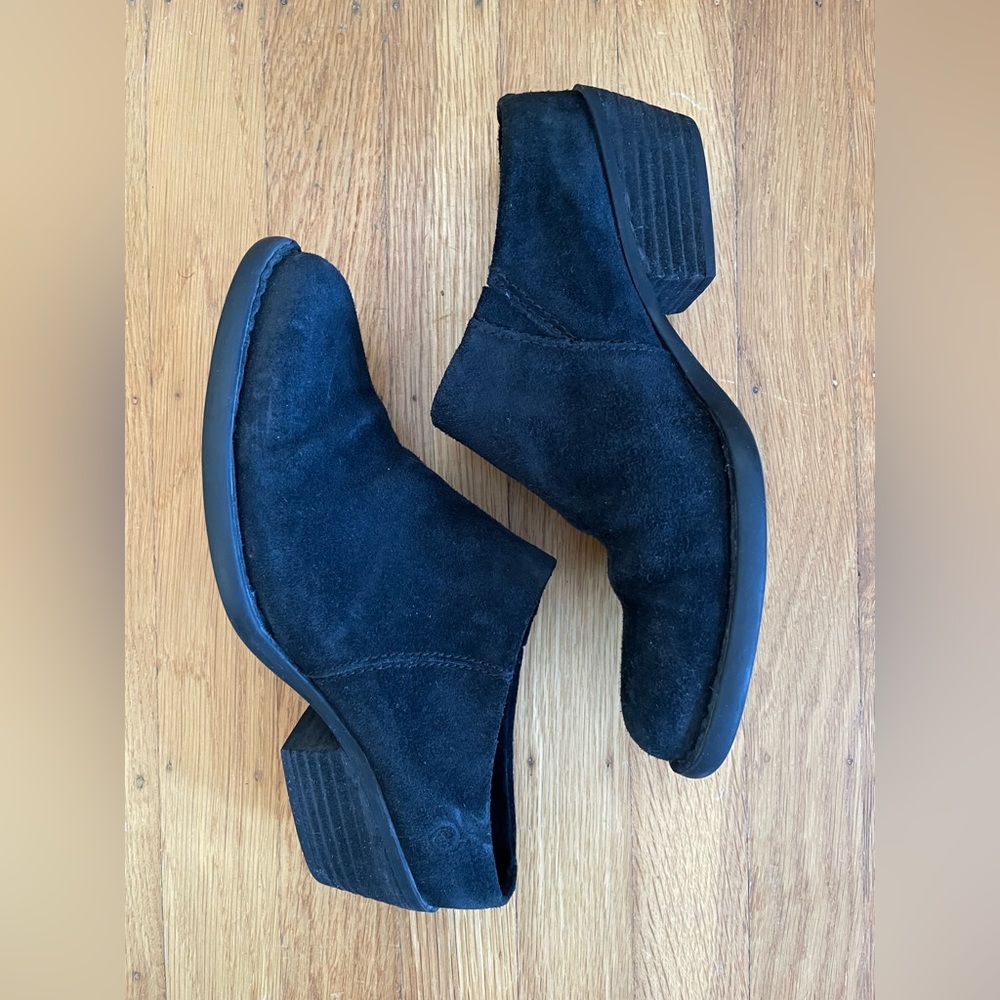 Born black suede pointed heeled mules